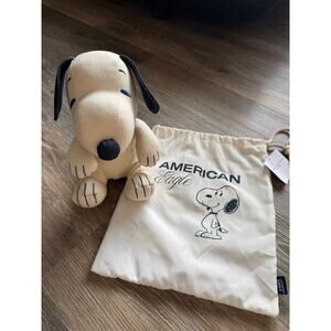 Snoopy Plush With Bag Peanuts Limited Edition DENIM EARS, NWT American Eagle